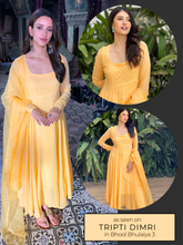 Candy Yellow Chikankari Anarkali (Set of 3)